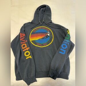 Aviator Nation Charcoal Hoodie with Multicolor Ski Logo